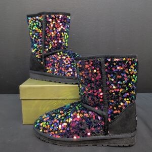 Smaibulun UGG Glam Short Stellar Sequin Kid's Boots US 6.5 Black Sparkle